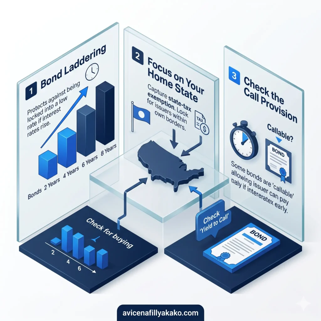 A modular 3D representation of a balanced investment portfolio where Municipal Bonds provide a stable, low-volatility income layer.