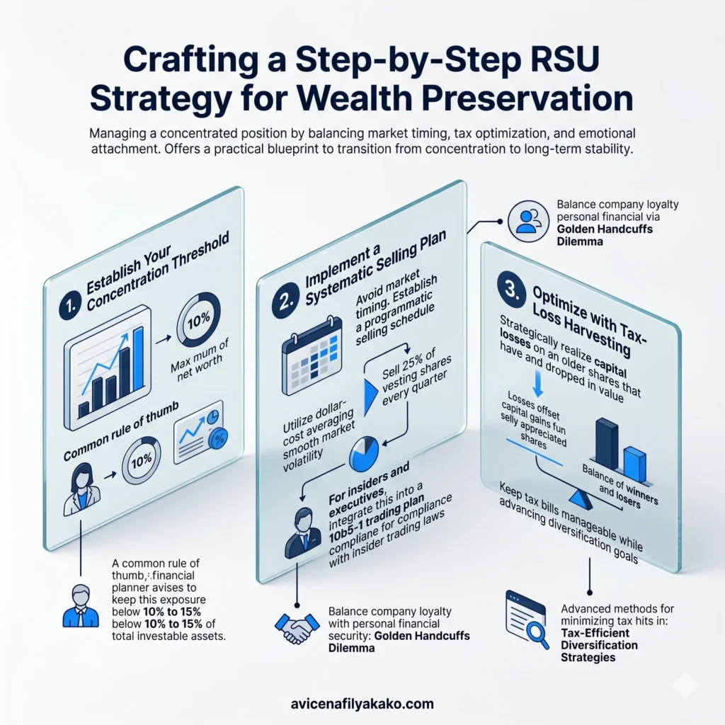Crafting a Step-by-Step RSU Strategy for Wealth Preservation - Infographic avicenafilyakako.com