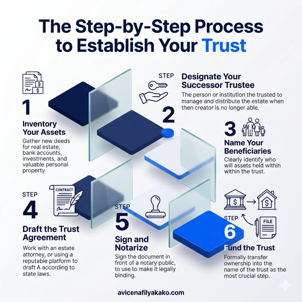 The Step-by-Step Process to Establish Your Trust - Infographic avicenafilyakako.com