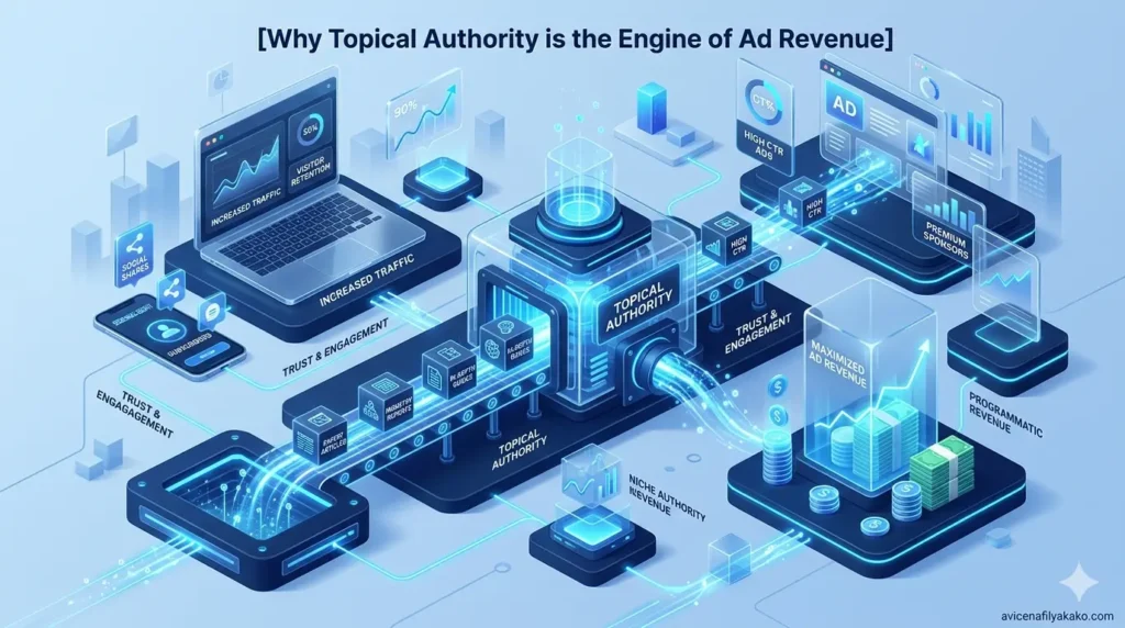 Why Topical Authority is the Engine of Ad Revenue - Image avicenafilyakako.com