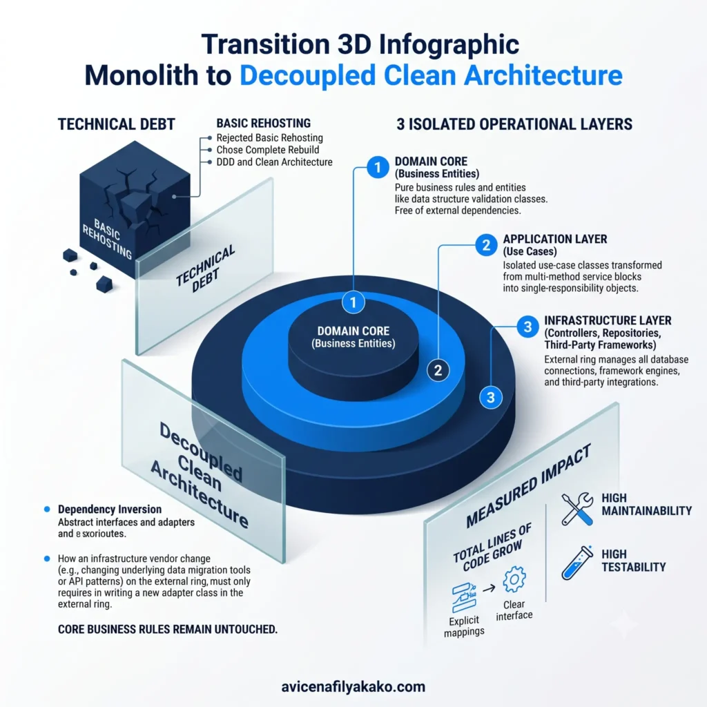 Architectural Re-Engineering Shifting from Monolith to Decoupled Clean Architecture - Infographic avicenafilyakako.com