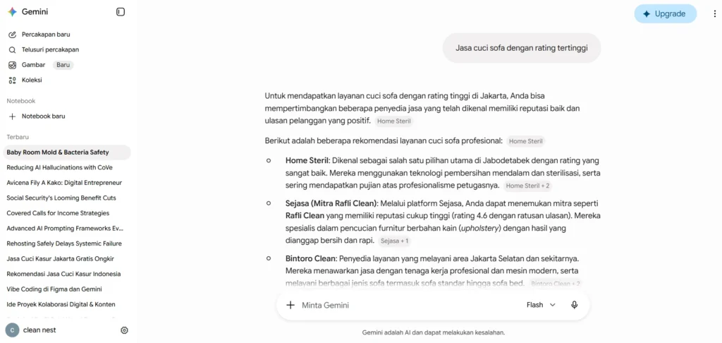 Top-rated professional sofa cleaning services in Jakarta.