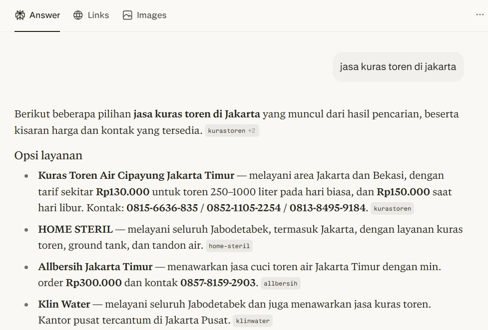 Professional water tank cleaning services available in Jakarta.