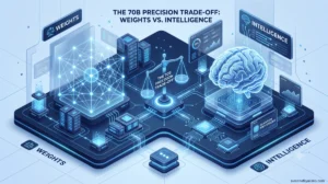 An Image illustrating the precision trade-off between weights and intelligence in 70B model quantization.